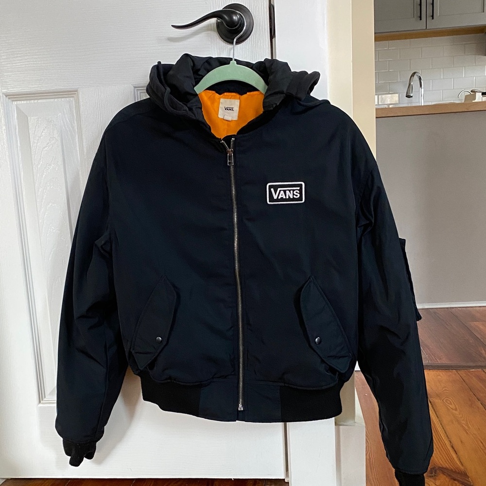 Vans Black Hooded Jacket with Orange Interior